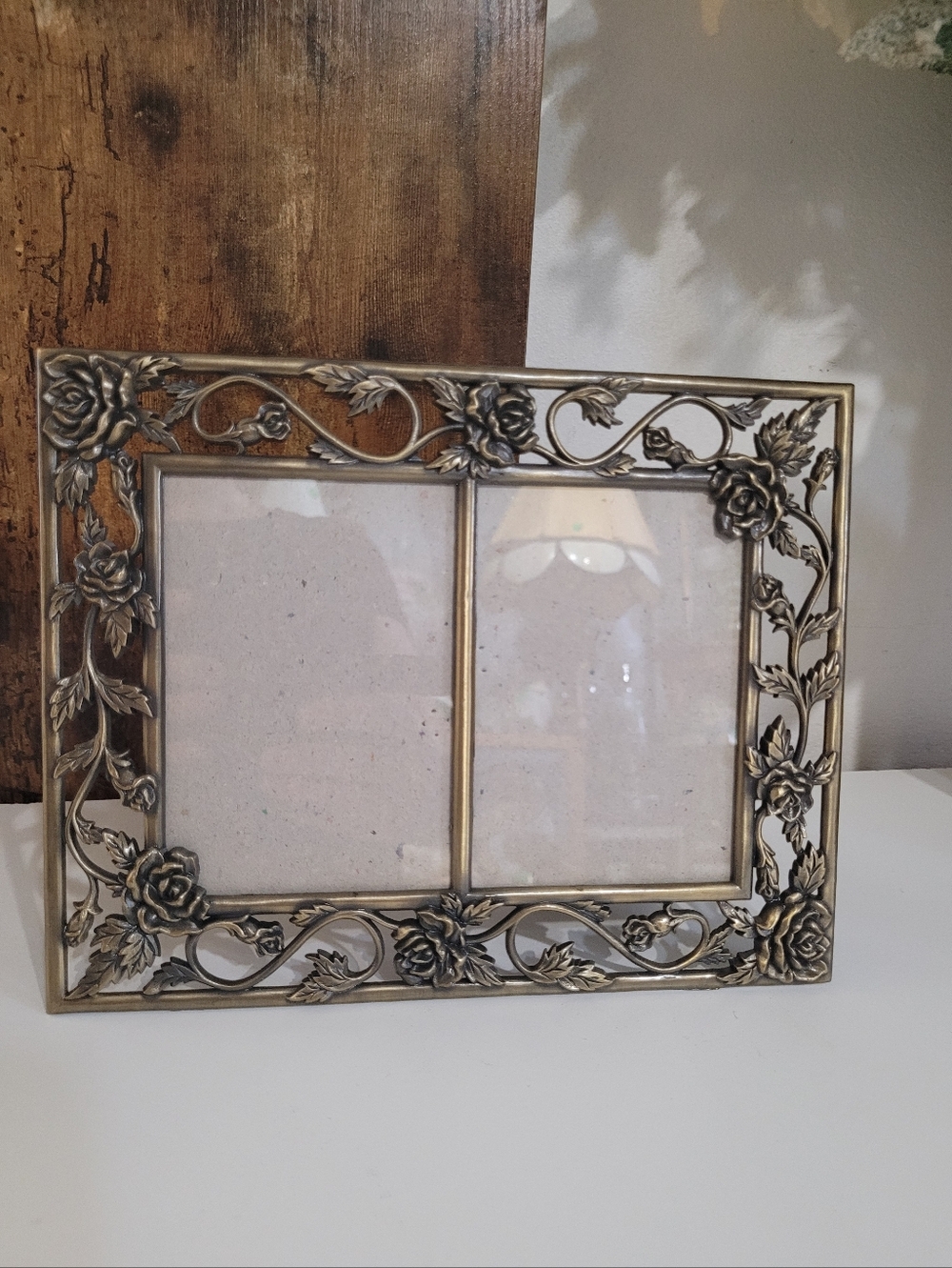 Vintage Ornate Floral Double Photo Frame